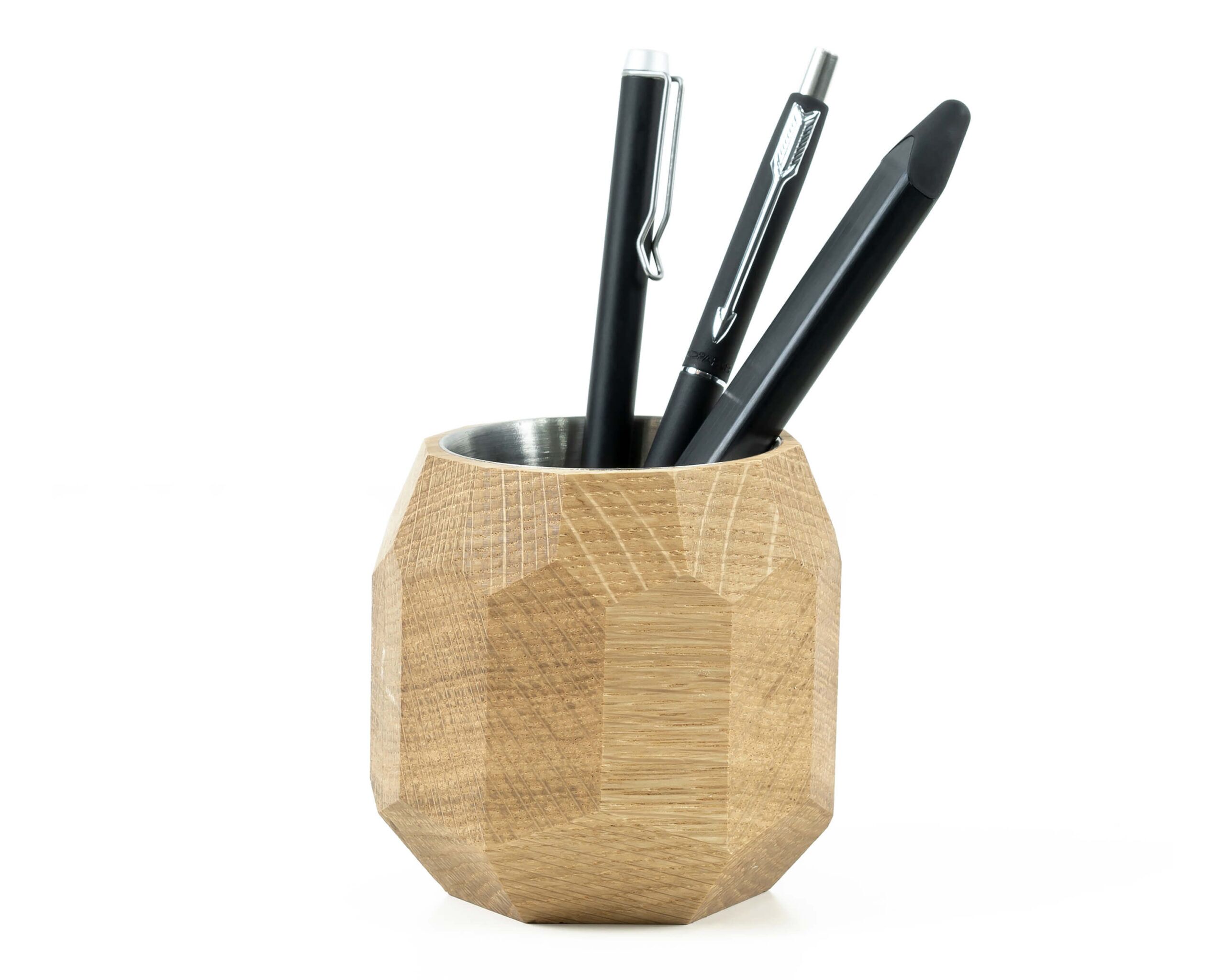 geometric pen pot oak oakywood