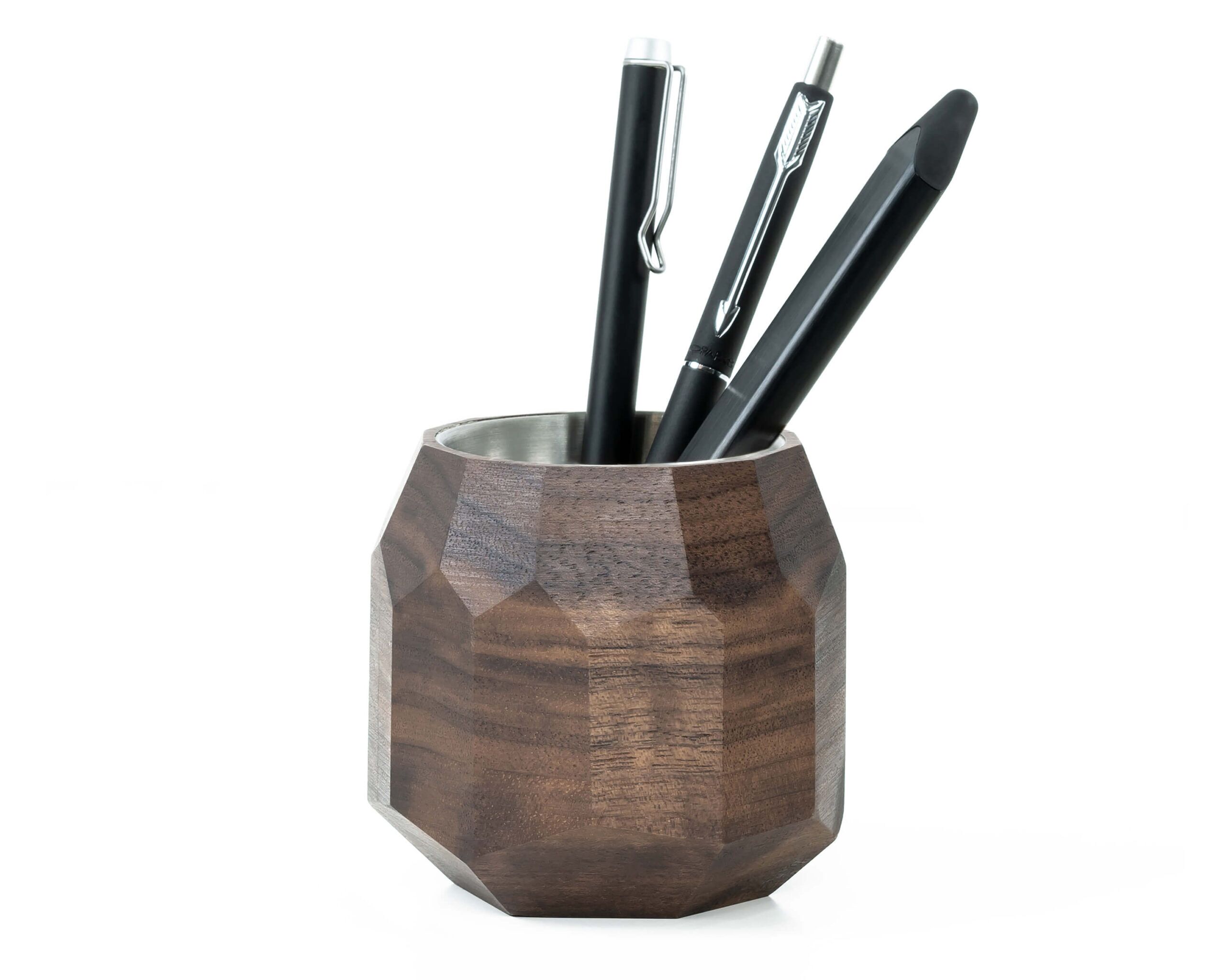 geometric pen pot walnut oakywood 1