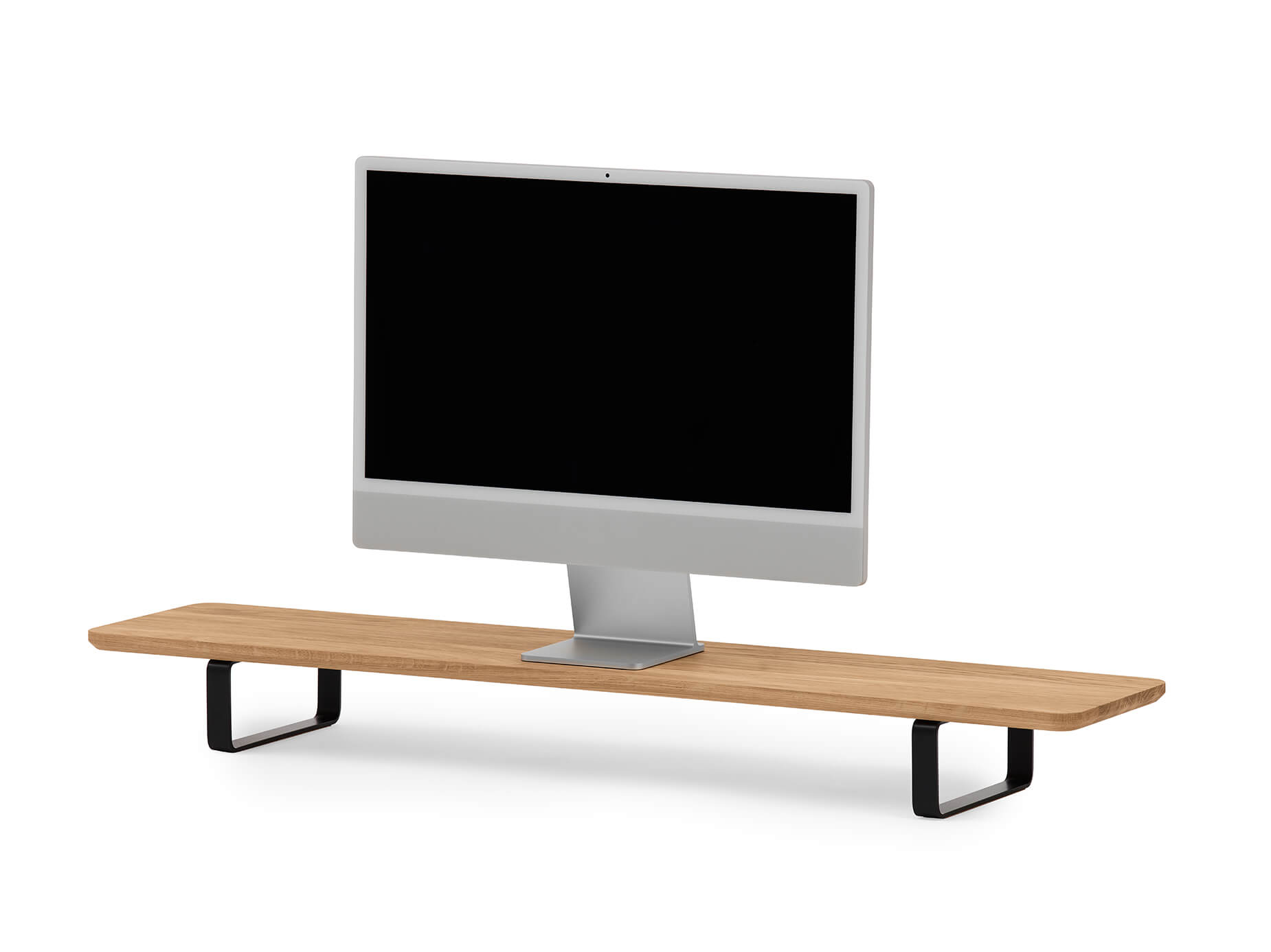 dual desk shelf monitor stand oak
