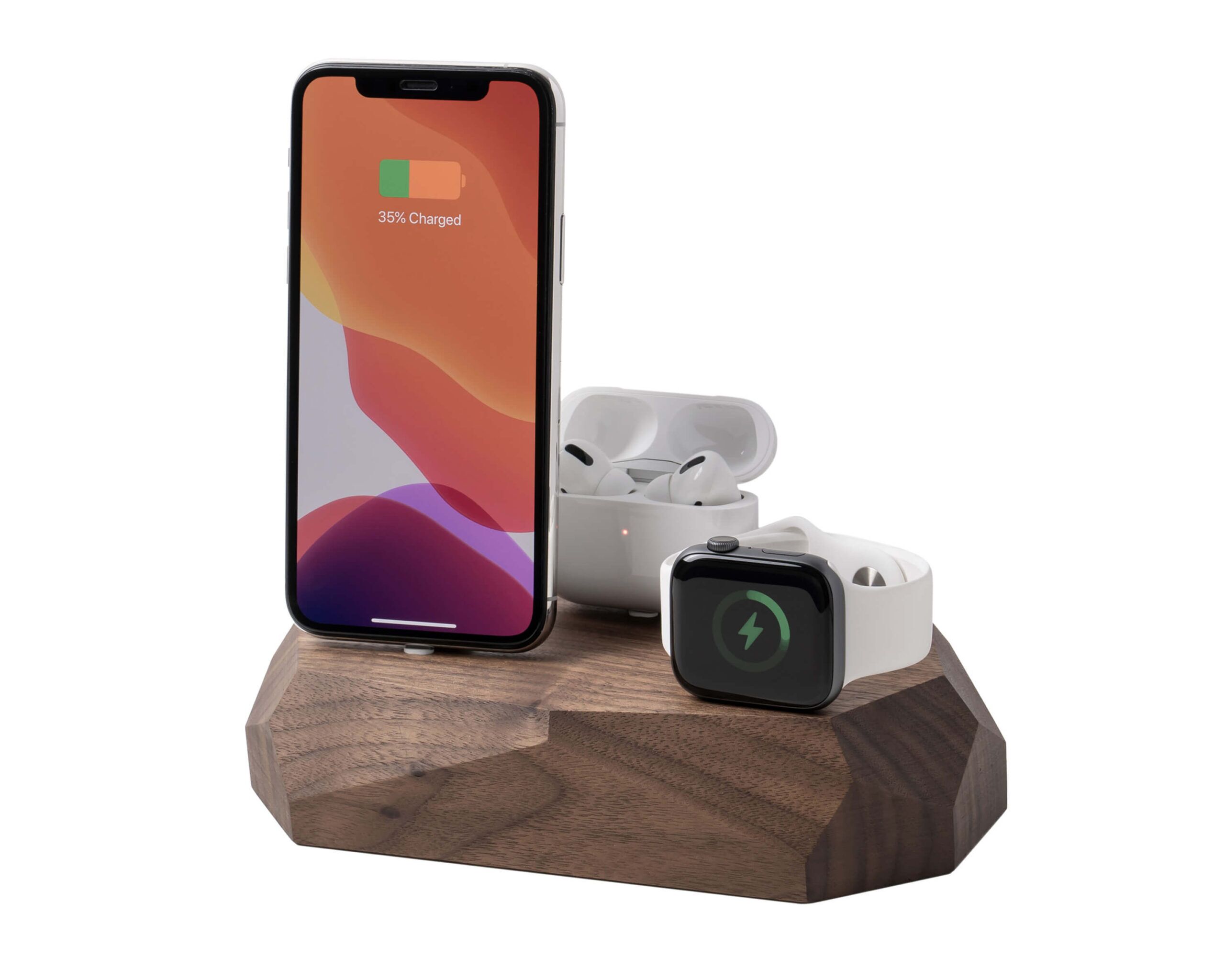iphone triple dock walnut oakywood 1