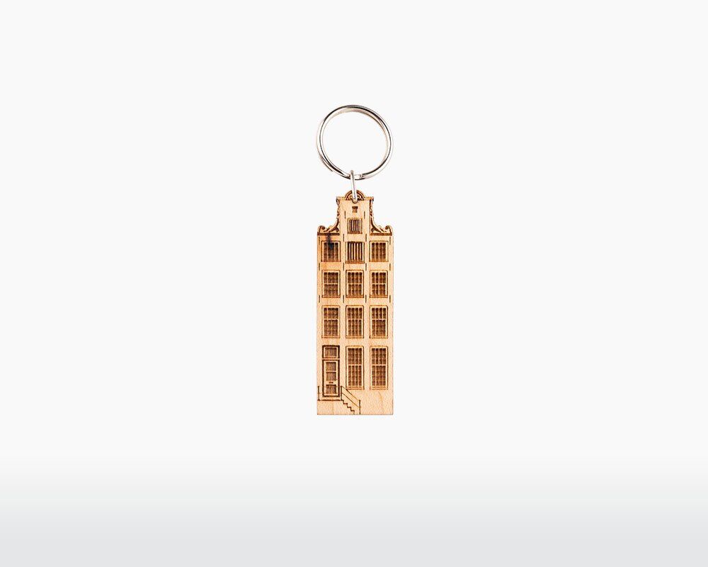 wooden keychain amsterdam canal house oude turfmarkt maple wood natural characteristic netherlands on webshop wooden amsterdam.jpg.jpg