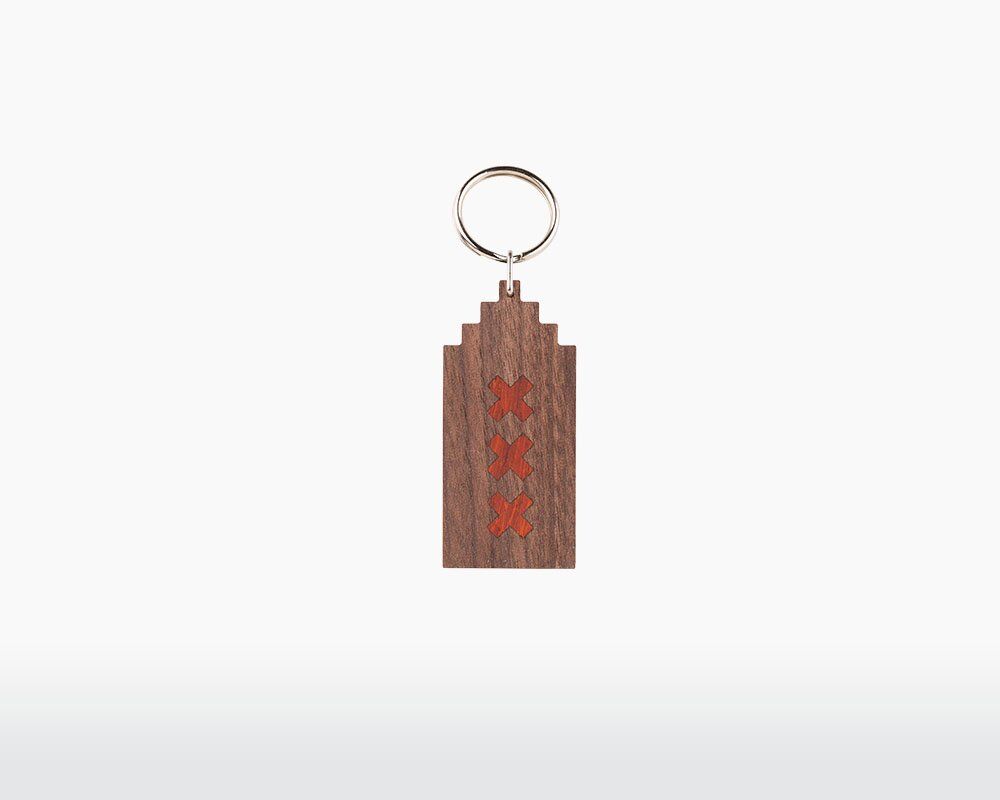 wooden keychain amsterdam stepped gable canal house walnut wood red padouk natural on webshop wooden amsterdam.jpg.jpg