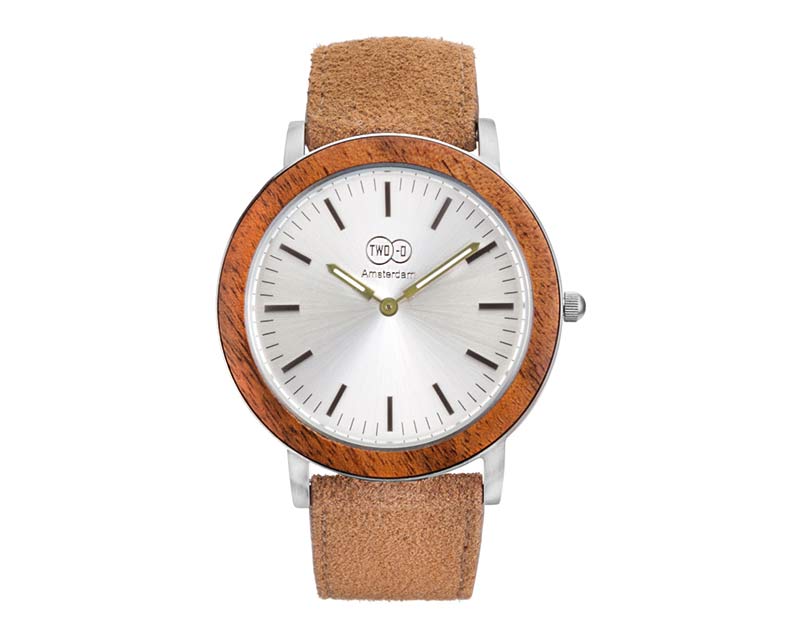 wooden watch for men in walnut with suede strap from amsterdam brand two-o