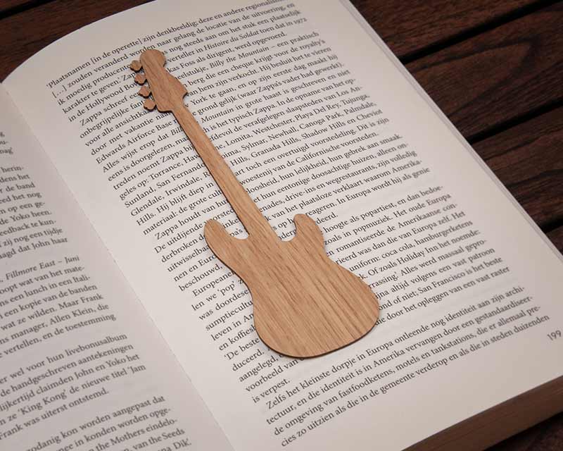 bass guitar music instrument bookmark wood oak in book