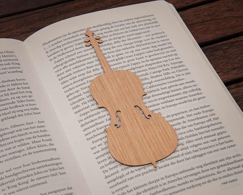 cello music instrument bookmark wood oak in book