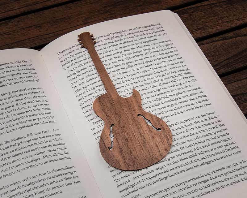 guitar music instrument bookmark wood walnut in book