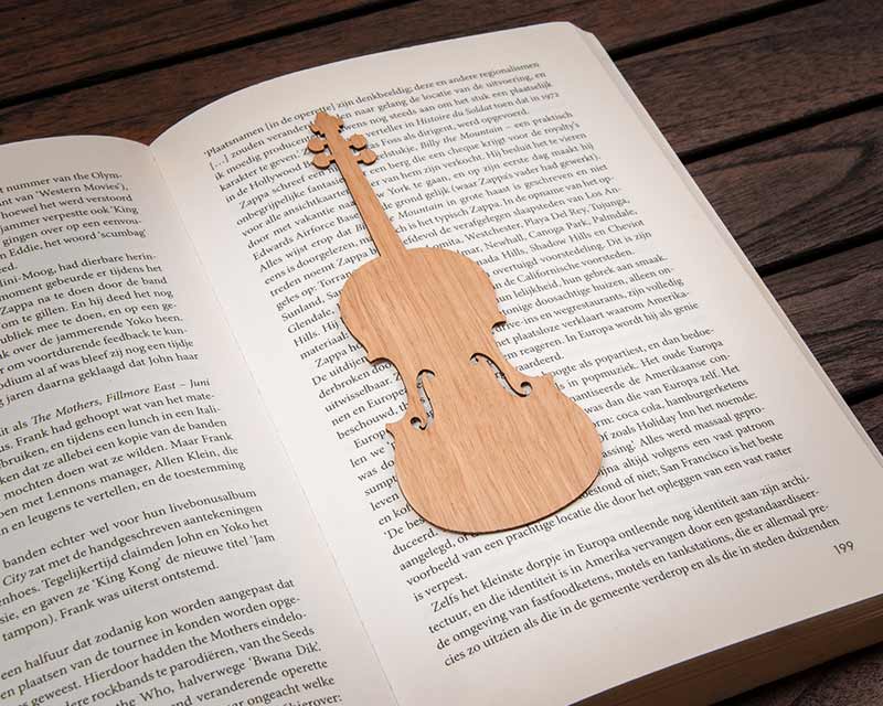violin music instrument bookmark wood oak in book