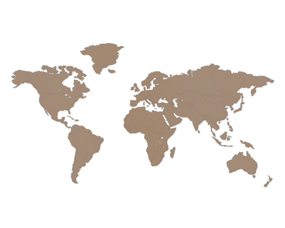wooden world map mdf brown