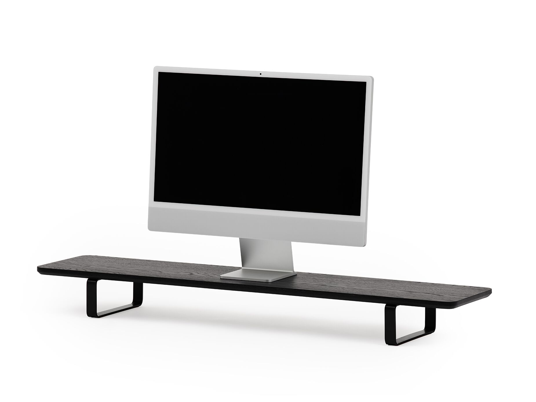 dual desk shelf monitor stand black