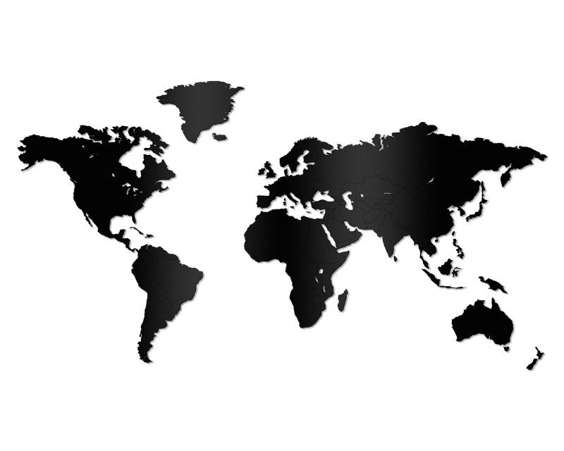 wooden world map mdf black