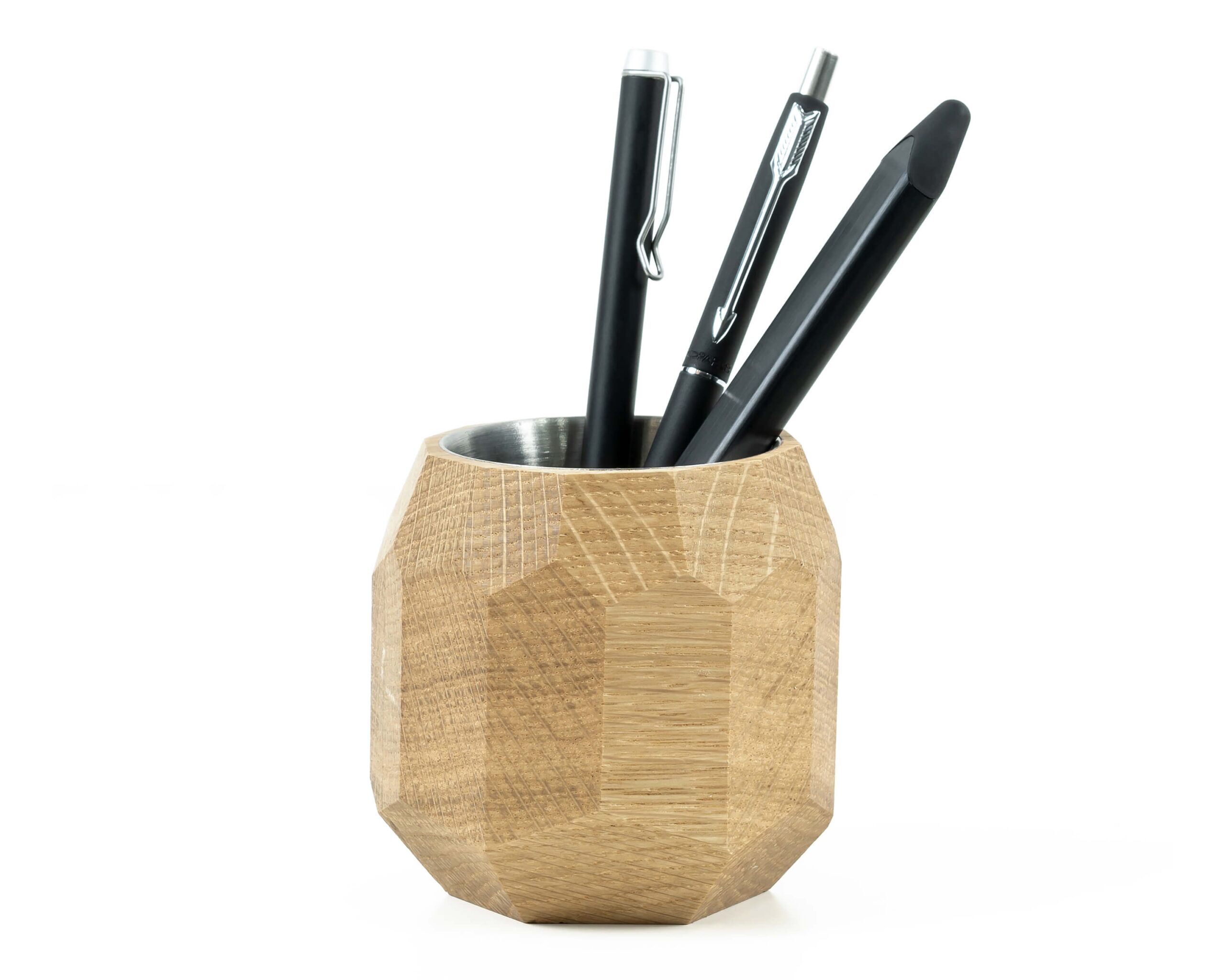geometric pen pot oak oakywood geometric pen pot oak oakywood
