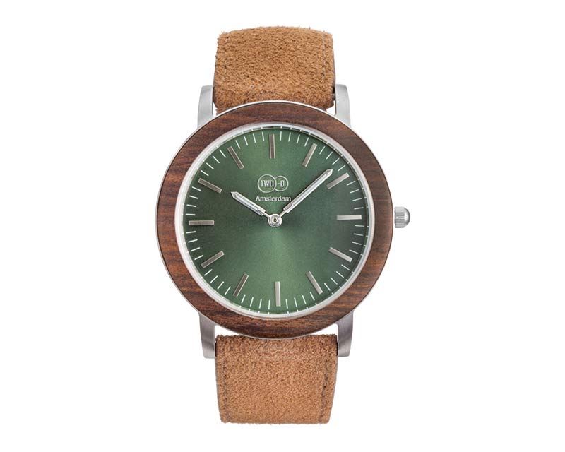 two o houten horloge waterloo 1 wooden watch for men in walnut with suede strap from amsterdam brand two-o