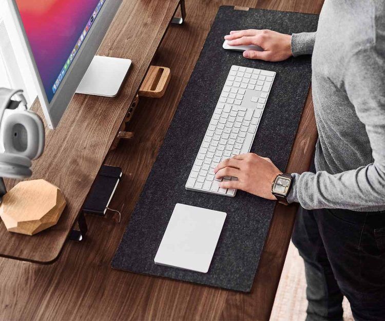 Felt Cork Desk Mat Anthracite Wooden Amsterdam