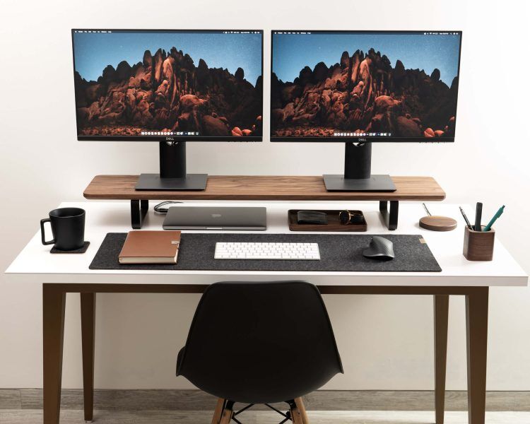 Monitor Stand For Desk Wood, Computer Stand For Desktop Monitor Riser Ergonomic Laptop Printer Stand With Cable Guide For Laptop, Oak