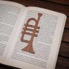 bookmarks file 1trompet walnoot trumpet music instrument bookmark wood walnut in book