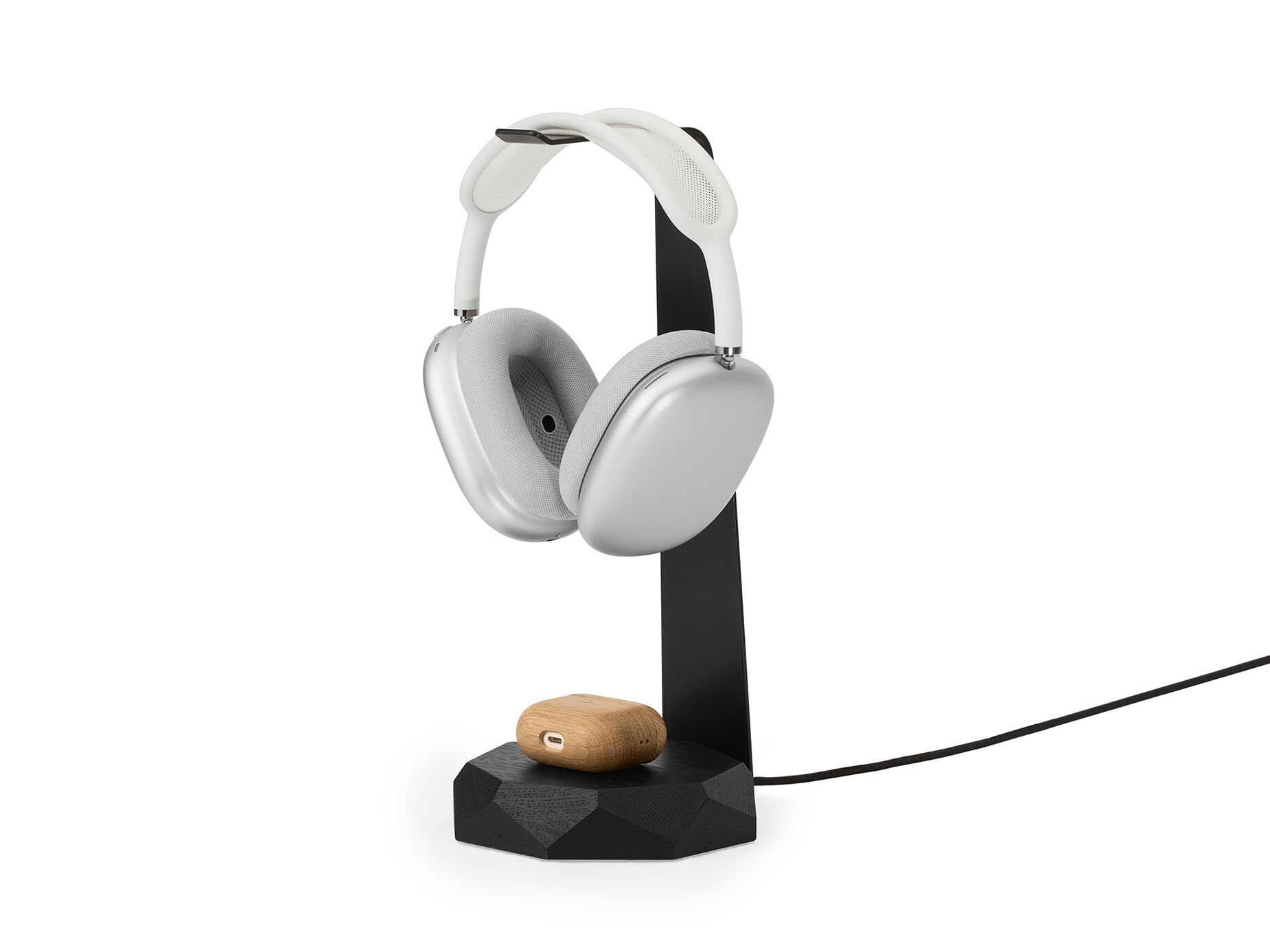 2 in 1 headphone stand & wireless charger – black